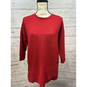 ANA medium red pull over sweater‎ type shirt with fun zippers on the sides